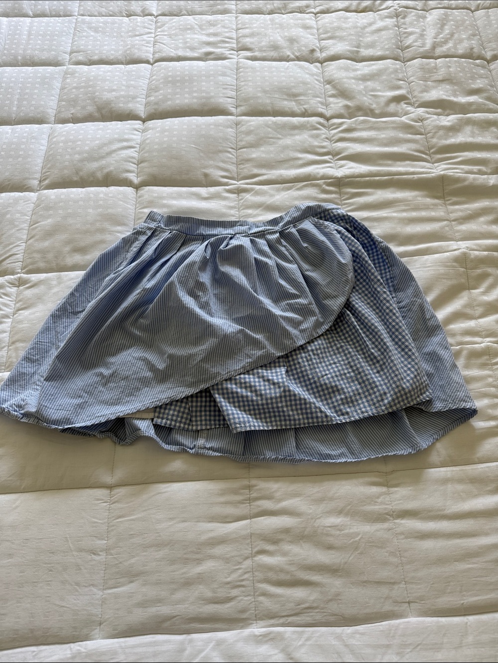 American Eagle Outfitters Blue Gingham & Stripe Layered Skirt